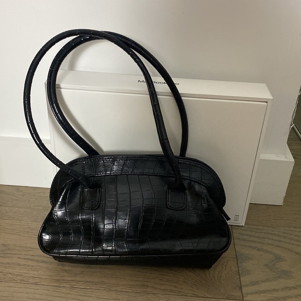 Vintage Embossed Python Black Leather Bag - image 3